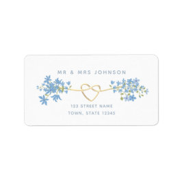 Returadressetikett för Dusty Blue Blommigt Adressetikett