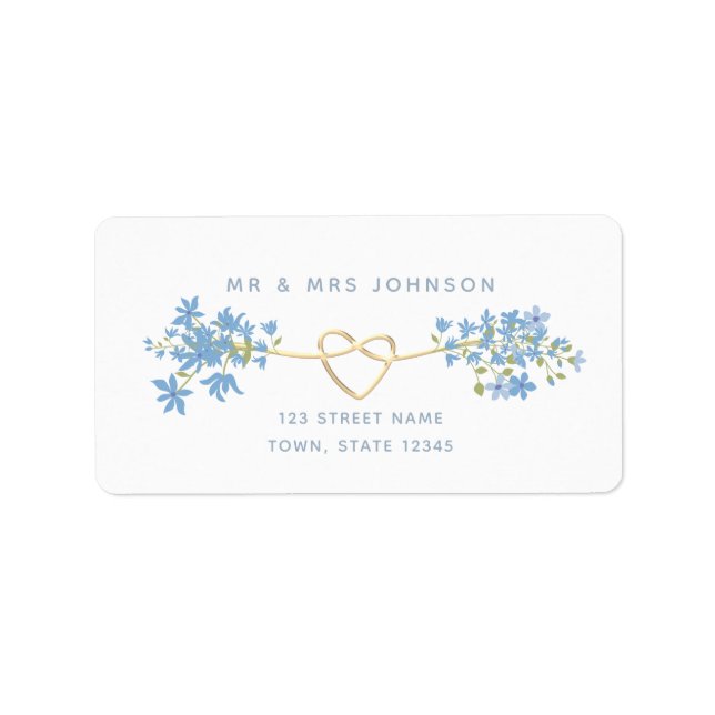Returadressetikett för Dusty Blue Blommigt Adressetikett (Framsidan)