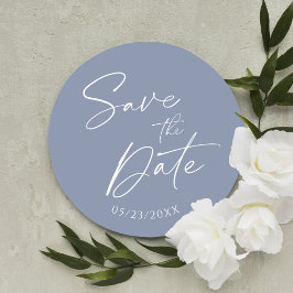Returadressetikett för Dusty Blue Wedding-inbjudan Runt Klistermärke
