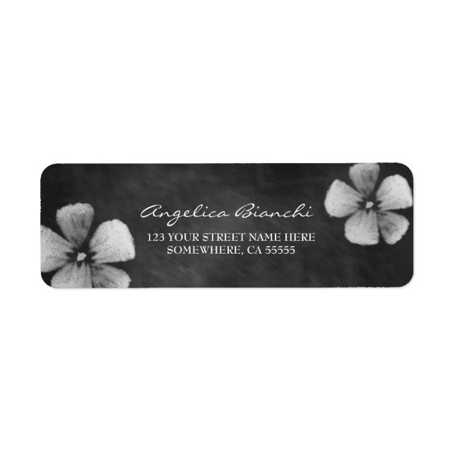 Returadressetikett för elegant Chalkboard Flowers Returadress Etikett (Framsidan)