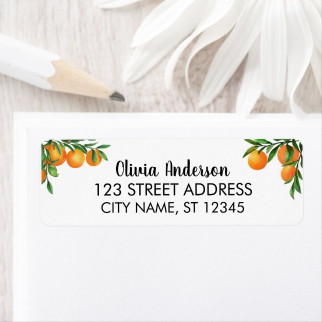 Returadressetikett för färgsfrukt, Orange Returadress Etikett (Insitu)