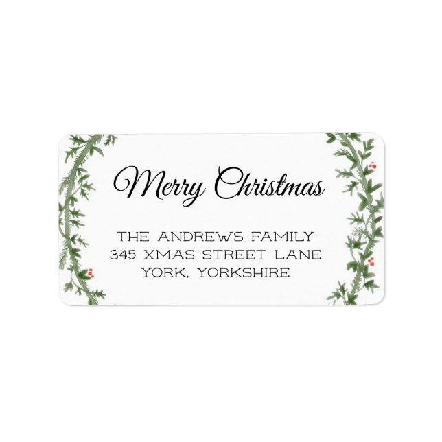 Returadressetikett för god jul Kväll Grönt Adressetikett (Framsidan)