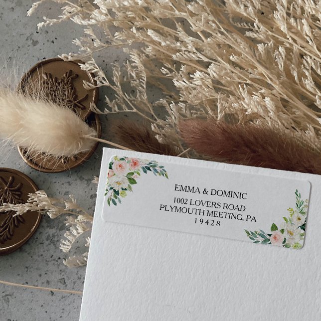 Returadressetikett för Grey Elegant Blommigt Returadress Etikett (Skapare uppladdad)