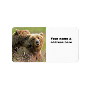 Returadressetikett för grizzly-björnar adressetikett