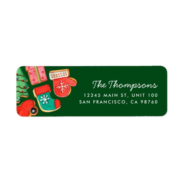 Returadressetikett för Grönt av julsocker Returadress Etikett (Framsidan)
