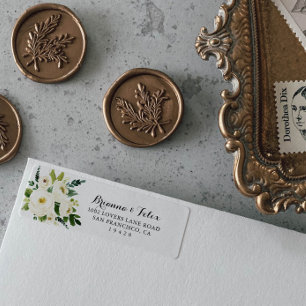 Returadressetikett för grönt höstband för Blommigt Returadress Etikett