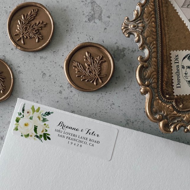 Returadressetikett för grönt höstband för Blommigt Returadress Etikett (Skapare uppladdad)