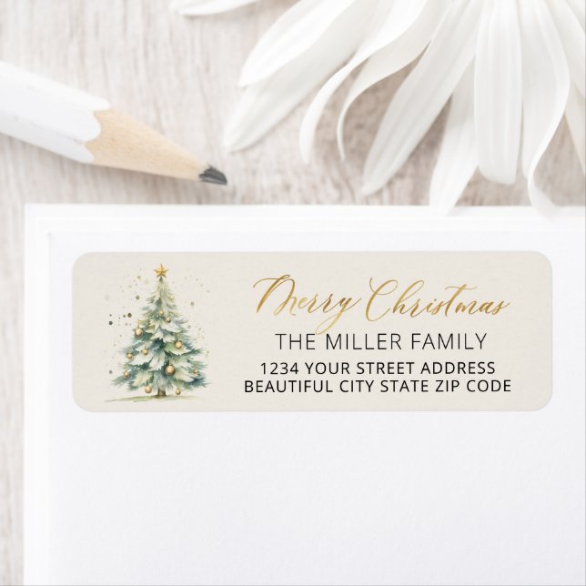 Returadressetikett för Guld Julgran Returadress Etikett (Insitu)