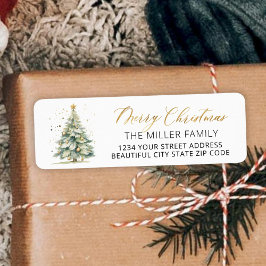 Returadressetikett för Guld Julgran Returadress Etikett