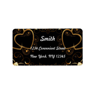 Returadressetikett för guld och svarta hörn adressetikett