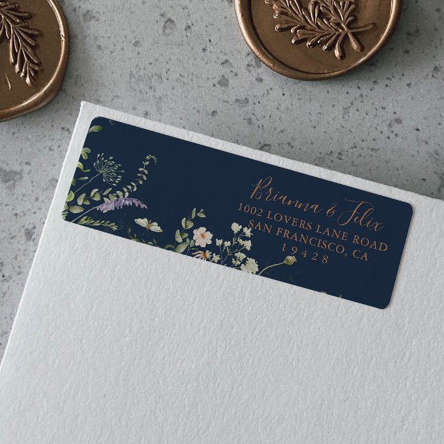 Returadressetikett för höstträdgårdsvildblomma returadress etikett (Skapare uppladdad)