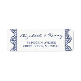 Returadressetikett för klassisk marin blå Snöre Returadress Etikett