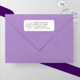 Returadressetikett för Lavender Monogram Bröllop Returadress Etikett