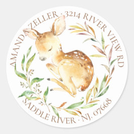 Returadressetikett för Little Hjort Baby Shower Runt Klistermärke
