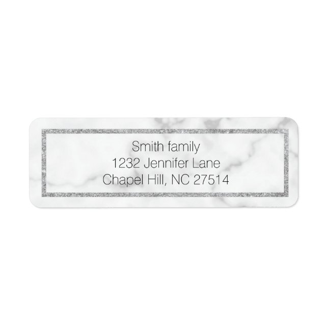 Returadressetikett för Marble och silver Returadress Etikett (Framsidan)