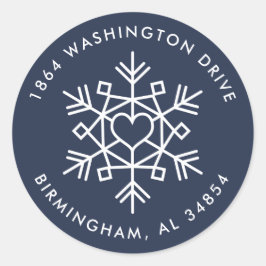 Returadressetikett för Modern Heart Snöflingor Rou Runt Klistermärke