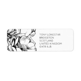 Returadressetikett för monokrom etsad tonad Blommi Returadress Etikett