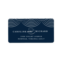 Returadressetikett för Navy Art Deco String Ljus Adressetikett