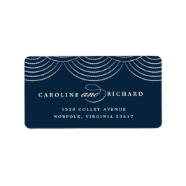 Returadressetikett för Navy Art Deco String Ljus Adressetikett