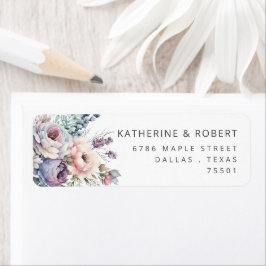 Returadressetikett för pastel-Blommigt för vattenf Returadress Etikett