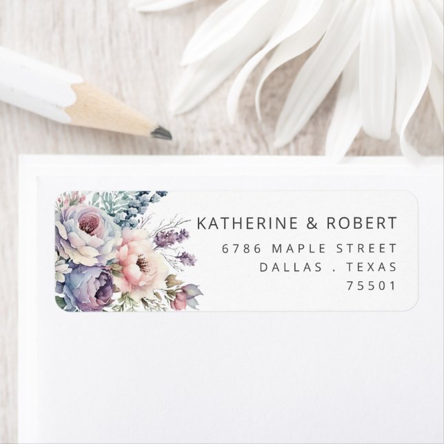 Returadressetikett för pastel-Blommigt för vattenf Returadress Etikett (Insitu)
