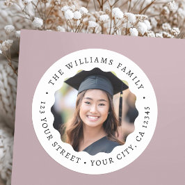 Returadressetikett för Photo vågigt gräns studente Runt Klistermärke