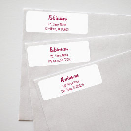 Returadressetikett för Plum Magenta Family Namn Returadress Etikett