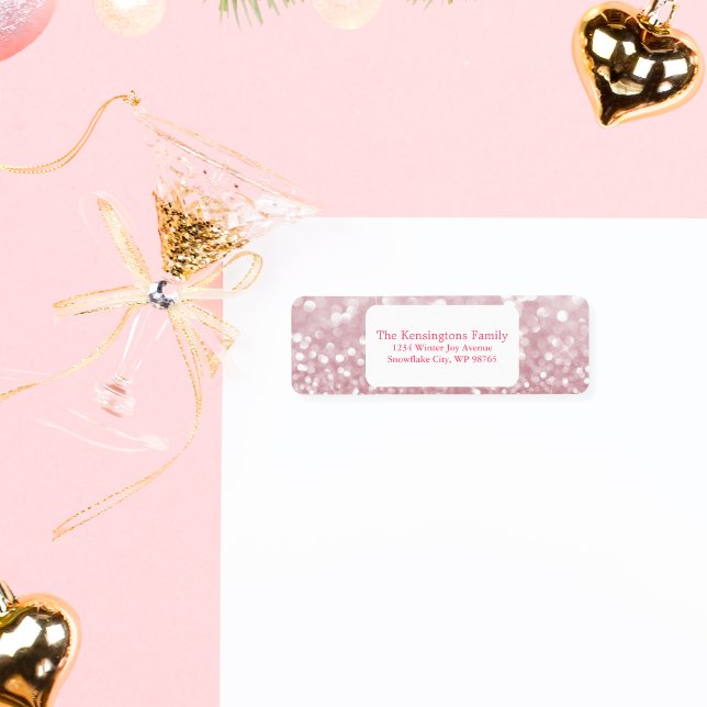 Returadressetikett för rosa Gnistra Personlig Returadress Etikett (Pink Sparkle Personalized Return Address Label)