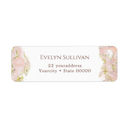 Returadressetikett för rosa marbling-design returadress etikett