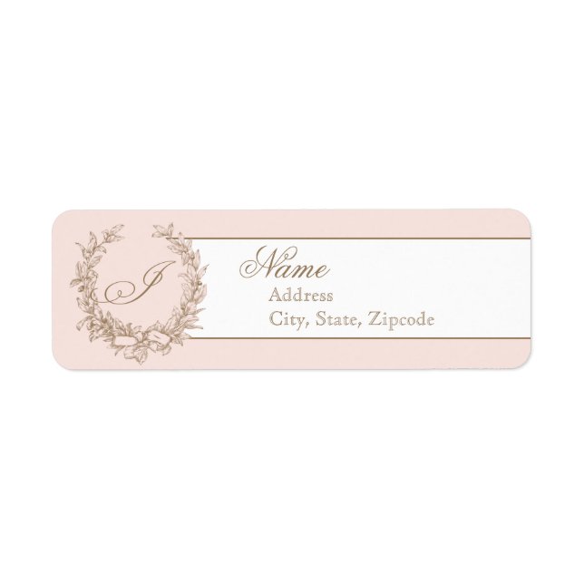 Returadressetikett för rosa Vintage Fransk Returadress Etikett (Framsidan)