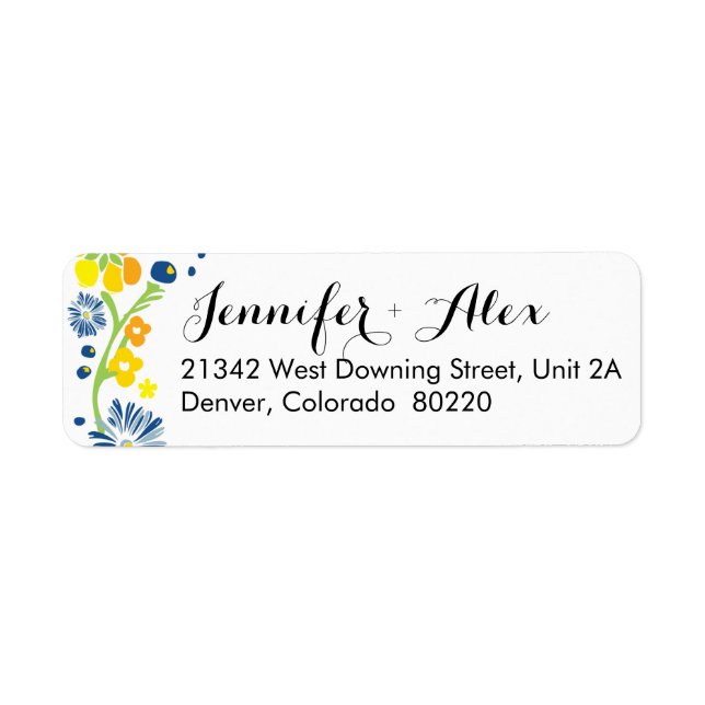 Returadressetikett för Rustic Blommigt Bröllop Returadress Etikett (Framsidan)