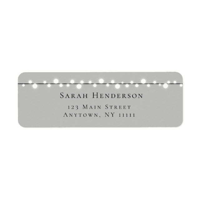 Returadressetikett för Rustic Grått String Ljus Returadress Etikett (Framsidan)