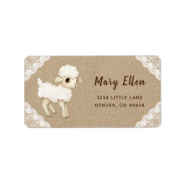 Returadressetikett för Rustic Lamb Baby Shower Adressetikett