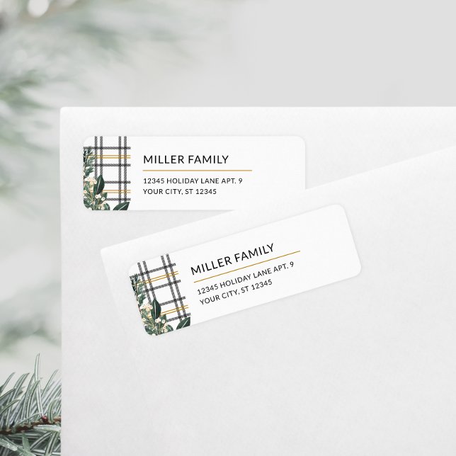 Returadressetikett för Rustic Play Helgdag Returadress Etikett (Rustic Plaid Holiday Return Address Label)