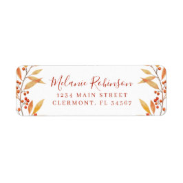 Returadressetikett för rustik vattenfärg, höst returadress etikett