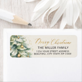 Returadressetikett för skript till julgran Guld Returadress Etikett