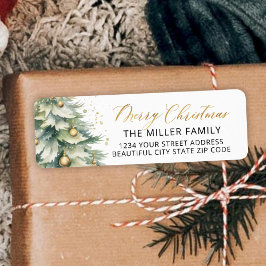 Returadressetikett för skript till julgran Guld Returadress Etikett