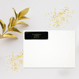 Returadressetikett för svart och Sparkly Guld Returadress Etikett