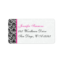 Returadressetikett för svart vit Rosa-skademask Adressetikett