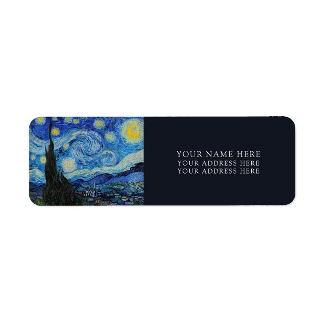 RETURADRESSETIKETT FÖR VAN GOGH "STARRY NIGHT" RETURADRESS ETIKETT (Framsidan)