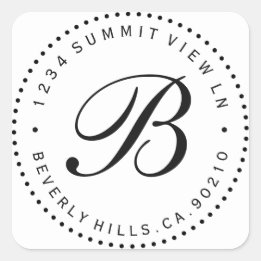 Returadressetikett för vit och svart Anpassningsba Fyrkantigt Klistermärke