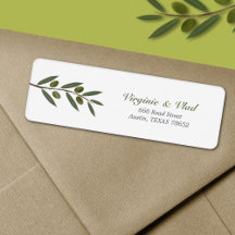 Returadressetikett för Watercolor Olive Gren