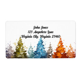 Returadressetikett för Watercolor Träd Fraktsedel