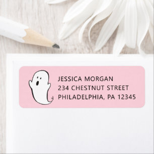 Returadressetikett Ghost Rosa Halloween Returadress Etikett