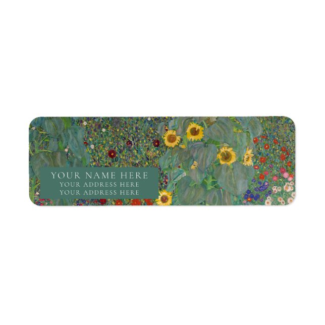 Returadressetikett: GUSTAV KLIMT : FARM GARDEN Returadress Etikett (Framsidan)