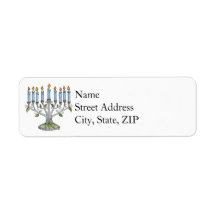 Returadressetikett - Hanukkah Menorah
