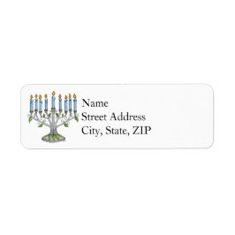 Returadressetikett - Hanukkah Menorah Returadress Etikett