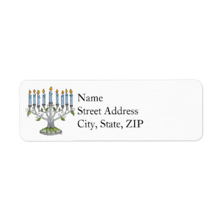 Returadressetikett - Hanukkah Menorah Returadress Etikett
