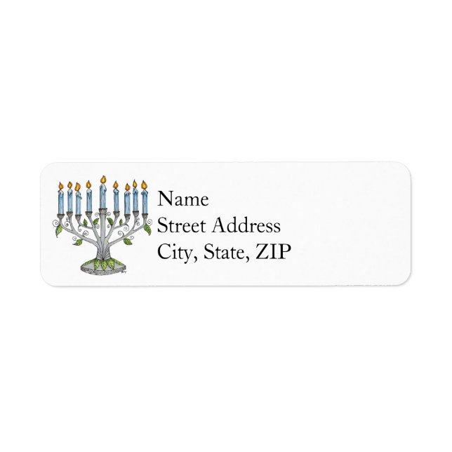 Returadressetikett - Hanukkah Menorah Returadress Etikett (Framsidan)