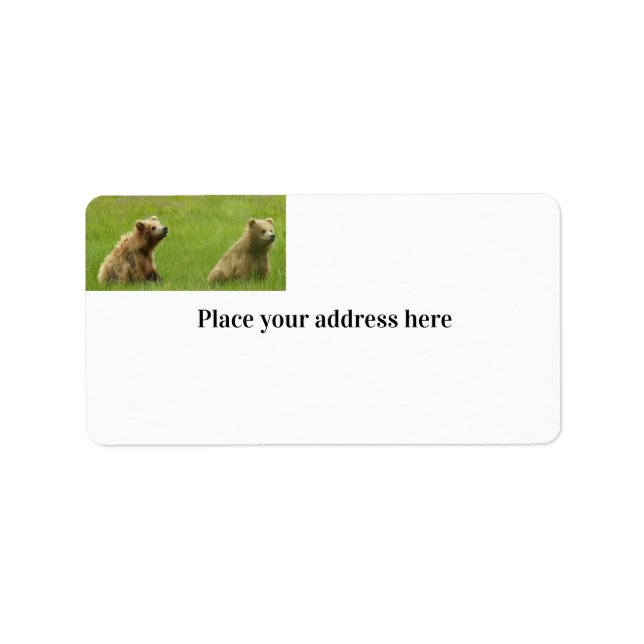 Returadressetikett med grizzly björn unge adressetikett (Framsidan)